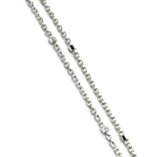 Load image into Gallery viewer, 18K WHITE GOLD CHAIN MINI THIN CIRCLE ROLO 1mm ALTERNATE FACETED CUBES 16".