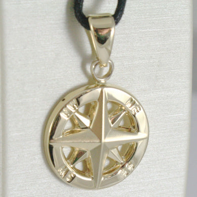 18k yellow gold wind rose compass charm pendant, made in italy, diameter 19 mm.