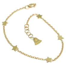 Load image into Gallery viewer, 18K YELLOW GOLD OVAL ROLO BRACELET, 18cm 7.1&quot;, FLAT 5mm STARS, MADE IN ITALY.
