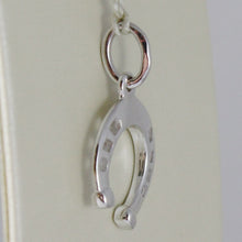 Load image into Gallery viewer, 18k white gold horseshoe charm pendant smooth luminous bright made in Italy.
