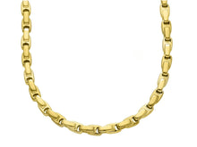 Cargar imagen en el visor de la galería, 18K YELLOW GOLD CHAIN 4mm ALTERNATE SQUARED CROSSED DROP TUBE LINK 60cm 24".
