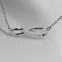 Load image into Gallery viewer, 18k white gold necklace infinity infinite rolo chain, 17.7 inches made in Italy.