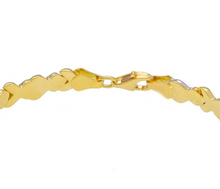 Load image into Gallery viewer, 18K YELLOW WHITE GOLD FLAT WORKED ALTERNATE 5mm ONDULATE LINKS CHOKER, NECKLACE.