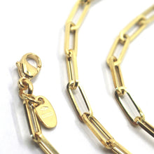 Cargar imagen en el visor de la galería, 18k yellow gold chain necklace squared oval paper clip 3x10mm links, 18" 45cm.