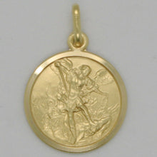 Load image into Gallery viewer, solid 18k yellow gold Saint Michael Archangel 17 mm very detailed medal, pendant.
