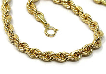 Cargar imagen en el visor de la galería, 18k yellow gold bracelet 4 mm braid rope link, 7.30 inches long, made in Italy.