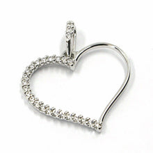 Load image into Gallery viewer, SOLID 18K WHITE GOLD PENDANT HEART WITH CUBIC ZIRCONIA, 16mm, 0.63 inches.