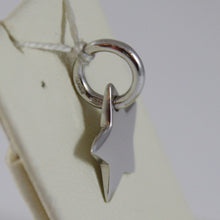 Cargar imagen en el visor de la galería, 18k white gold engravable star charm pendant 11 mm flat smooth made in Italy.