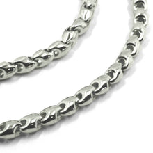 Load image into Gallery viewer, 18k white gold chain 4mm tube rounded drop link 50cm 20", made in Italy.