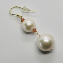 Load image into Gallery viewer, SOLID 18K YELLOW GOLD EARRINGS WITH WHITE FW PEARL AND CITRINE MADE IN ITALY.