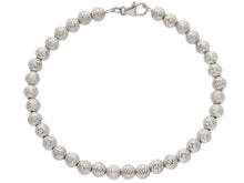 Load image into Gallery viewer, 18K WHITE GOLD BRACELET 19cm WORKED SPHERES BIG 5mm DIAMOND CUT BALLS.