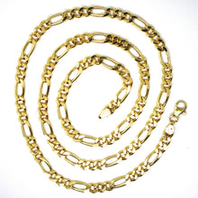 Cargar imagen en el visor de la galería, 18K YELLOW GOLD CHAIN BIG 5 MM ROUNDED FIGARO GOURMETTE ALTERNATE 3+1, 24 INCHES.