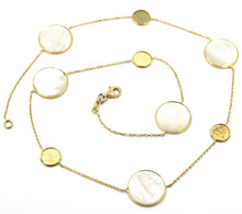 Load image into Gallery viewer, 18k yellow gold necklace, flat mother of pearl alternate discs, 17.3", 44cm.