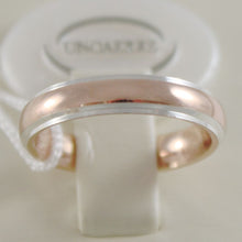 Load image into Gallery viewer, 18k rose &amp; white gold wedding band unoaerre comfort ring 4 mm, made in Italy.
