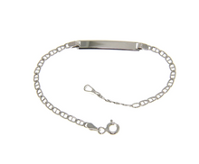 Load image into Gallery viewer, 18k white gold boy girl baby bracelet engraving plate anchor chain 5.5-6.3&quot;.
