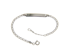 Load image into Gallery viewer, 18k white gold boy girl baby bracelet engraving plate anchor chain 5.5-6.3".