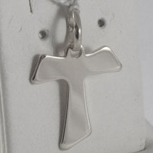 Load image into Gallery viewer, solid 18k white gold cross, Franciscan tau tao, Saint Francis, made in Italy.