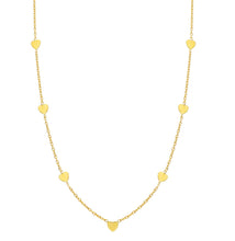 Load image into Gallery viewer, 18K YELLOW GOLD OVAL ROLO CHAIN NECKLACE, 16.5", FLAT 5mm HEARTS, MADE IN ITALY.