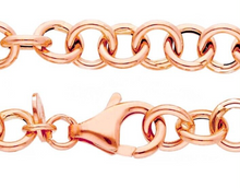 Cargar imagen en el visor de la galería, 18K ROSE PINK GOLD CHAIN 19.7", ROUND CIRCLE ROLO LINK DIAMETER 6mm, MADE ITALY.