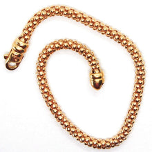 Charger l'image dans la galerie, 18k rose gold bracelet, 18.5 cm, 7.3 inches, basket weave tube, popcorn 4 mm.