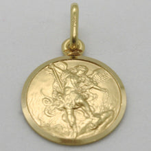 Load image into Gallery viewer, solid 18k yellow gold Saint Michael Archangel 15 mm very detailed medal, pendant.