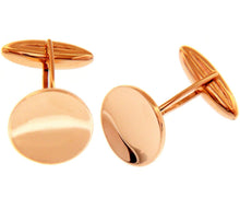 Cargar imagen en el visor de la galería, 18k rose gold cufflinks, round flat 14mm 0.55" button, smooth, made in Italy.