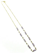 Cargar imagen en el visor de la galería, 18k yellow gold 18" 45cm necklace faceted purple amethyst 3mm balls, rolo chain.