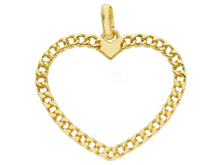 Load image into Gallery viewer, SOLID 18K YELLOW GOLD 25mm HEART PENDANT CHARM, GOURMETTE, LUMINOUS, SMOOTH.