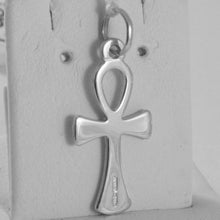 Load image into Gallery viewer, SOLID 18K WHITE GOLD CROSS, CROSS OF LIFE, ANKH, SHINY, 0.98 INCH MADE IN ITALY.