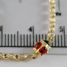 Load image into Gallery viewer, 18k yellow gold girl bracelet 6.70 glazed ladybird ladybug enamel, made in Italy.