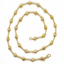 Cargar imagen en el visor de la galería, 18K YELLOW GOLD CHAIN FINELY WORKED 5 MM BALL SPHERES AND TUBE LINK, 19.7 INCHES.