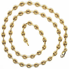 Cargar imagen en el visor de la galería, 18k yellow gold big mariner chain 5 mm, 20 inches, anchor puffed necklace.