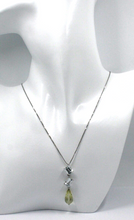 Load image into Gallery viewer, 18k white gold aquamarine 3 ct lemon quartz drop pendant venetian chain necklace.