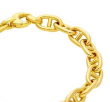 Cargar imagen en el visor de la galería, 18K YELLOW GOLD BRACELET BIG MARINER ANCHOR OVAL TUBE STRETCHED LINKS 12x7 mm.