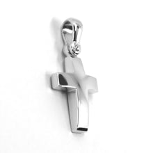 Load image into Gallery viewer, SOLID 18K WHITE GOLD CROSS, SQUARE ROUNDED 16mm, 0.63 inches, MADE IN ITALY.