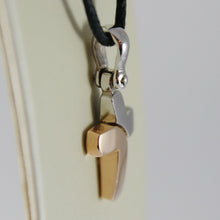 Load image into Gallery viewer, 18k rose white gold cross squared stylized smooth satin 0.87 inch. made in Italy.