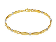 Load image into Gallery viewer, 18K YELLOW WHITE GOLD MAN SEMI RIGID THIN BRACELET ALTERNATE 3mm OVAL RECTANGLE.