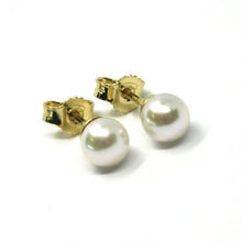 Load image into Gallery viewer, SOLID 18K YELLOW GOLD STUDS EARRINGS, SALTWATER AKOYA PEARLS, DIAMETER 5.5/6 MM.
