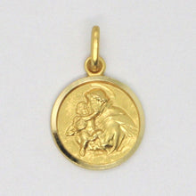 Load image into Gallery viewer, 18k yellow gold St Saint Anthony Padua Sant Antonio with Jesus medal pendant, diameter 13 mm.