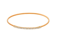 Charger l'image dans la galerie, 18K ROSE GOLD BRACELET, RIGID, BANGLE, 2 MM THICKNESS, SMOOTH, CUBIC ZIRCONIA.