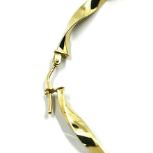 Cargar imagen en el visor de la galería, 18K YELLOW GOLD CIRCLE HOOPS PENDANT EARRINGS BIG 5.6 cm x 4 mm BRAIDED, TWISTED.