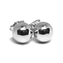 Cargar imagen en el visor de la galería, 18k white gold earrings, half sphere, diameter 8 mm, 0.31", made in Italy.