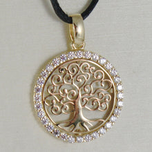 Load image into Gallery viewer, 18K YELLOW GOLD TREE OF LIFE PENDANT, 0.75 INCHES, ZIRCONIA, MADE IN ITALY.
