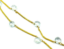Load image into Gallery viewer, 18k yellow gold necklace drop faceted aquamarine pendant alternate, spiga chain.