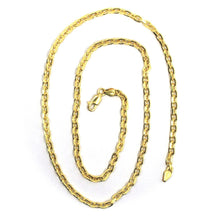 Load image into Gallery viewer, 18K YELLOW GOLD SOLID CHAIN SQUARED CABLE 3.2mm OVAL LINKS, 24" 60cm ITALY MADE.
