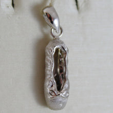 Load image into Gallery viewer, 18k white gold ballet shoe charm pendant, satin, 0.87 inches made in Italy.