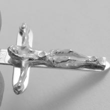 Load image into Gallery viewer, 18k white gold rosary necklace miraculous Mary medal & Jesus cross made in Italy.