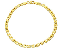 Charger l'image dans la galerie, 18K YELLOW GOLD BRACELET 4mm OVAL ROUNDED HOURGLASS LINK 21cm 8.3", ITALY MADE.