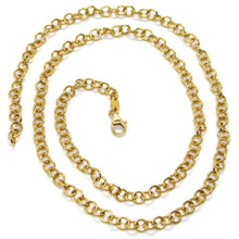 Cargar imagen en el visor de la galería, 18K YELLOW GOLD CHAIN 23.60 INCHES, ROUND CIRCLE ROLO LINK, DIAMETER 4 MM.
