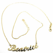 Load image into Gallery viewer, 18K YELLOW GOLD NAME NECKLACE, BEATRICE, AVAILABLE ANY NAME, ROLO CHAIN.